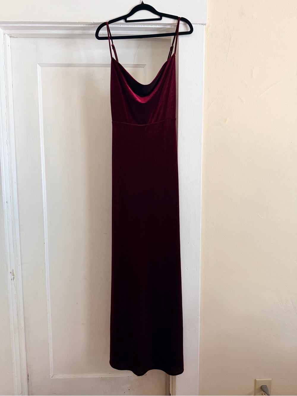 Lulu's Wine Velvet Maxi Slip Dress with Cowl Neck